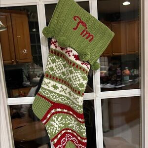 Green and Red Holiday Stocking “Tim”